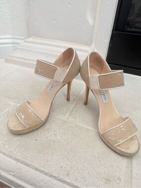 Jimmy Choo Alana Lace White/Ivory Bridal Shoe, Size 36.5